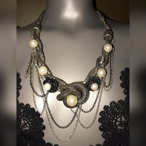 Silver cascading chain necklace